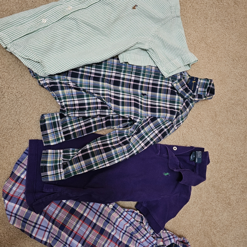 Ralph Lauren Green, Plaid, and Purple Shirt Trio